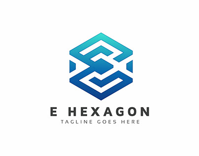 E Letter Hexagon Logo
