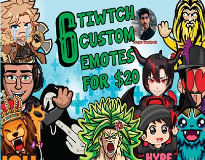 I will create artistic twitch emotes , badges , sticker