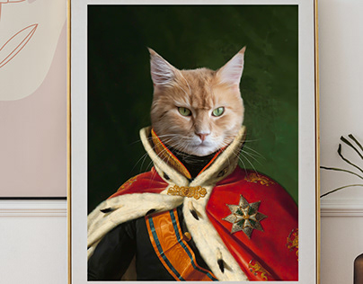 Majestic king cat portrait