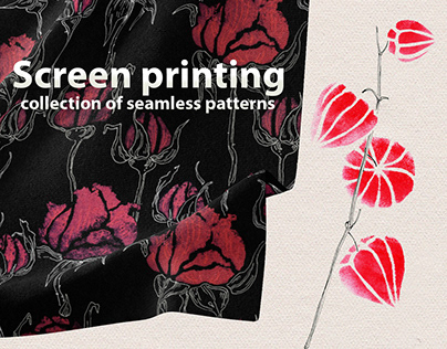 Screen printing. Seamless patterns