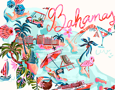 Bahamas commissioned illustrated map