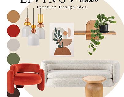 A Living Room Moodboard With Furniture Layout