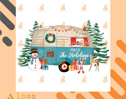 Home For The Holidays Winter Camper Png