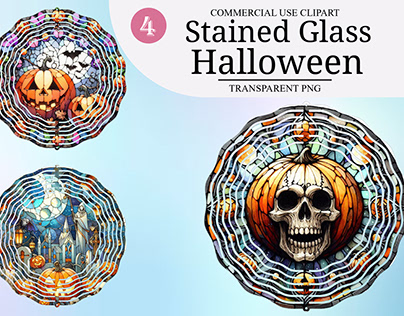 Halloween Stained Glass Clipart