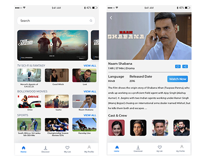 video streaming mobile app for movies, TV Series, News