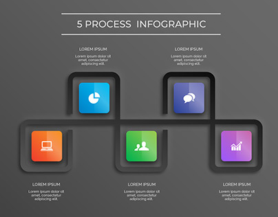 Dark theme modern 5 process infographic