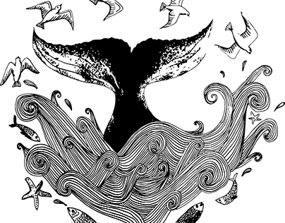 Illustration: Whale in Waves