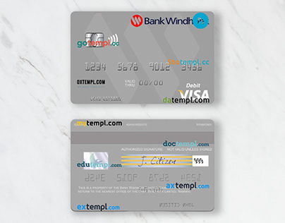 Namibia Bank Windhoek Limited visa debit card template