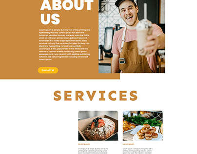 Landing page of pastries website