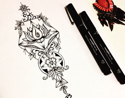 Lotus and geometry tattoo design