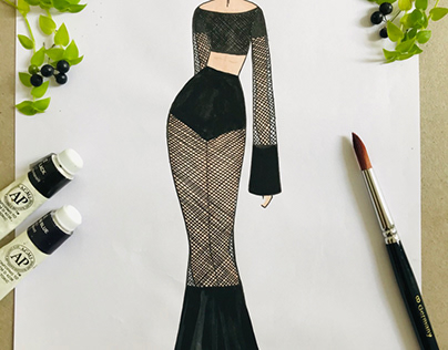 Women black laced dress