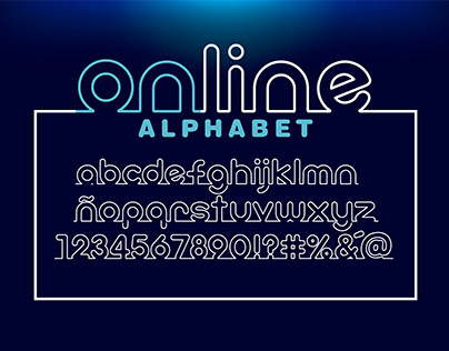 online alphabet and number, One line font Thin rounded