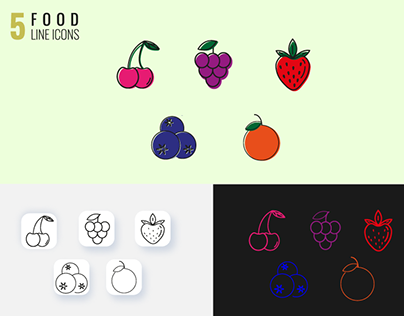 5 food line icons