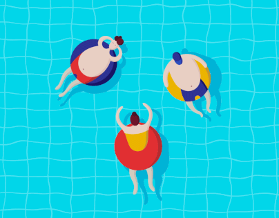 Animated Illustration | Relaxing In The Pool ~