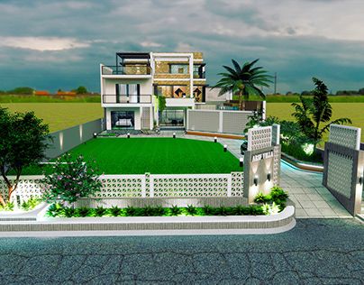 Duplex House Design with Swimming Pool