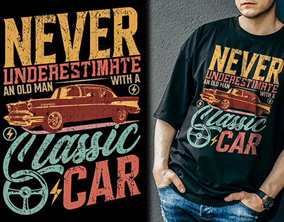 Vector t-shirt design with a classic car