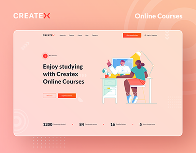 Online Courses Website Design Concept