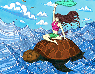Riding a turtle to the waves