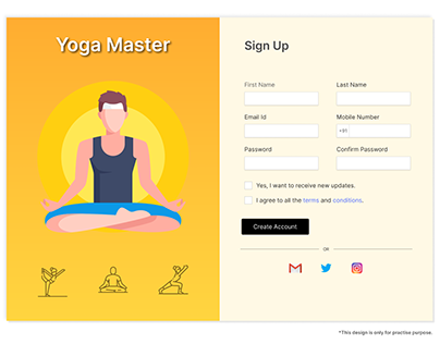 Sign Up Page - Yoga Master