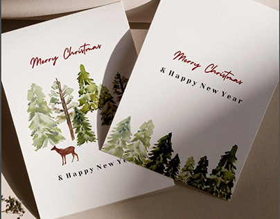 Forest Pine Trees Merry Christmas Card Printable