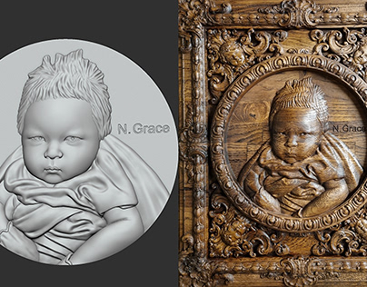3d relief of baby from photo
