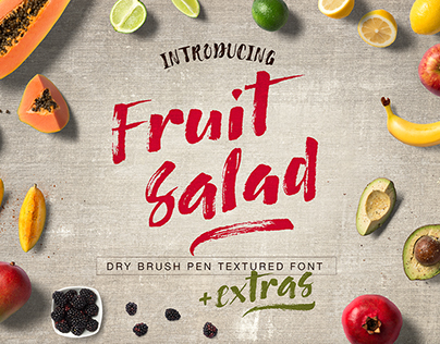 Fruit Salad Brush font + Extras