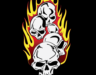 Skull and Flames Illustration