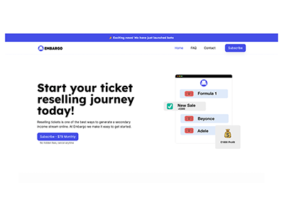 Embargo Ticket Resale Website Webflow