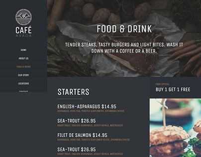 Cafe Website - food&drink page