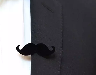 Black Moustache Lapel Pin