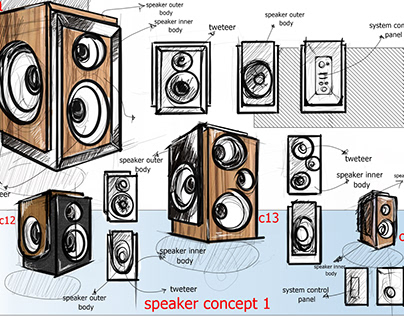 speaker product design sketching