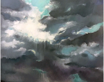 Thunderclouds. Oil painting.
