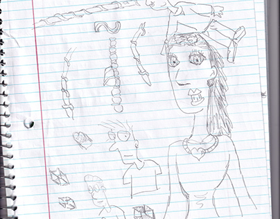 Random doodles on notebook paper