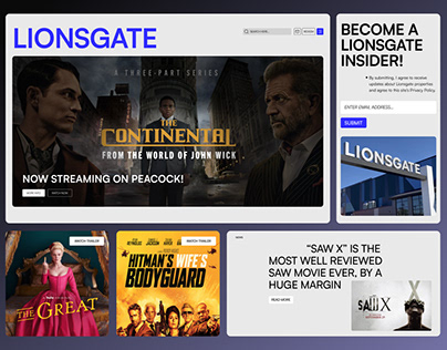 Lionsgate Website Homepage Redesign