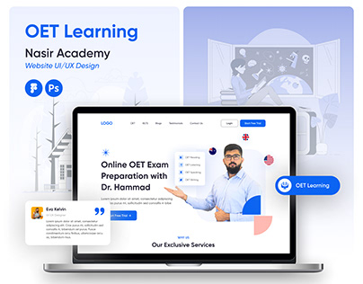 OET & IELTS E-Learning Website, Dashboard UI/UX Design