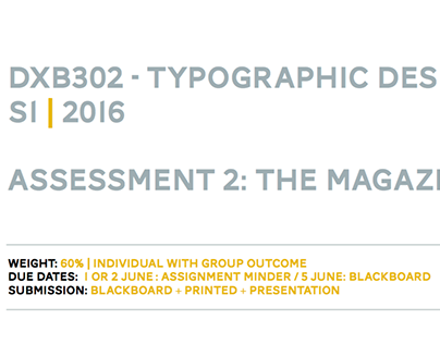 DXB302 Typographic Design A2: The Magazine Project