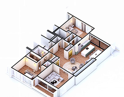 Project thumbnail - Isometric View of an Appartment