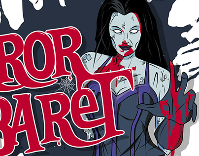 Ilustración con colores planos para Horror Cabaret