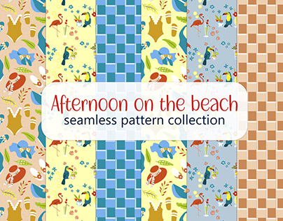 Multicoloured summer seamless pattern collection