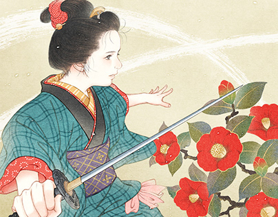 Book cover illustration for "Moyuru Tsubaki"