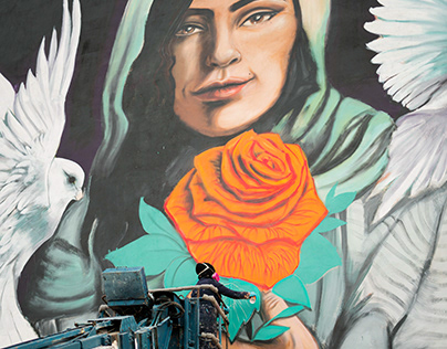 Working on a woman empowering mural in Jordan