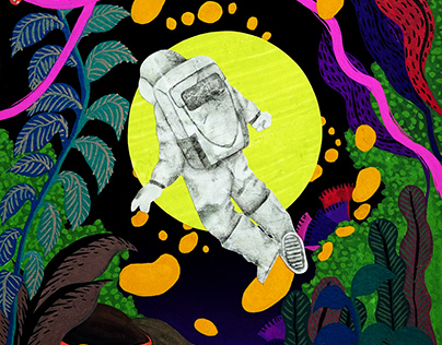 Space Theme Paper Cut-out Illustrations
