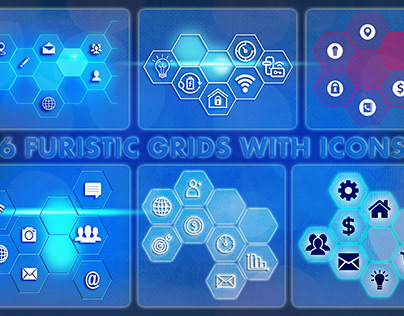 6 Futuristic Grids With Icons