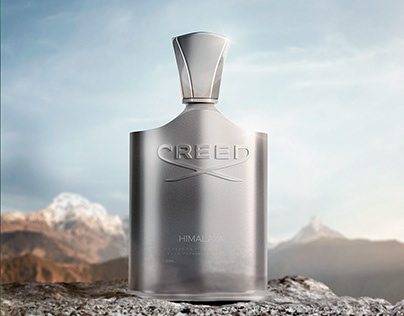 Creed packshot advertising perfume bottle