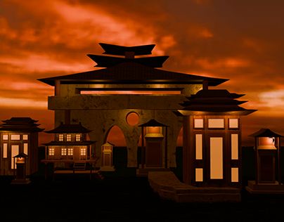 Escena inspirada en templo japones