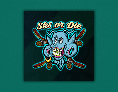 Mascot logo design for "Sk8 Or Die" .