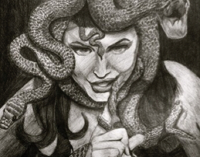 Medusa, pen and ink on paper