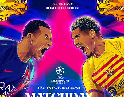 PSG vs Barca Champions League Matchday design