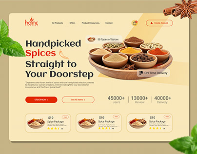 Spice Home Delivery Service || Web Design || UI/UX