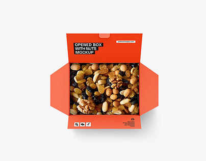 Opened Box of Dried Fruits and Nuts Mockup
